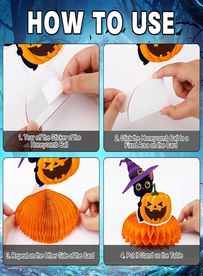 JULMELON 8PCS Halloween Party Decorations Honeycomb Centerpiece, Cute Pumpkin Ghost Witch Halloween Centerpiece Table Decorations Table Toppers for Halloween Party Favors Supplies - Image 4
